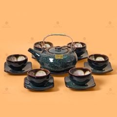 Bộ Ấm Chén Giang Tây Men Hỏa Biến Ghi Lòng Hoa